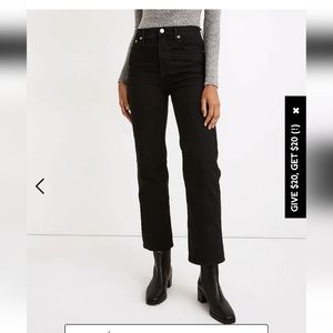 MADEWELL Slim Wide-Leg Jeans in Lunar Wash SIZE 26 BLACK